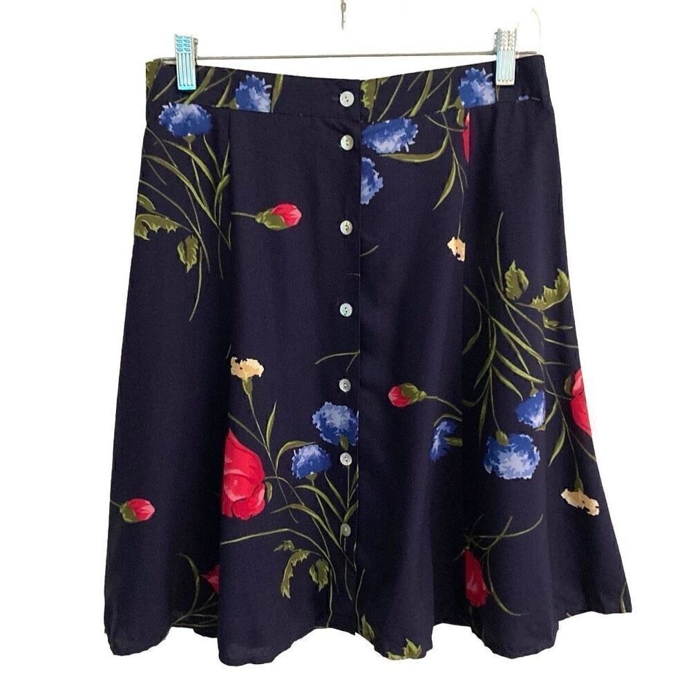Vintage Kathie‎ Lee Collection Deadstock button up floral circle skirt 12 ￼